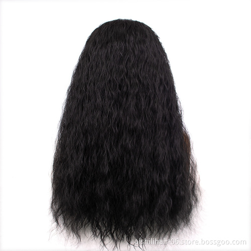 Syntnetic Long Black Air Curly Hair Wigs With Hiagh Quality Soft Headband For Women